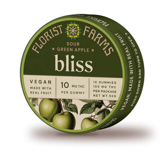 Photograph of product: Florist Farms | Sour Green Apple Gummies | Bliss | 10 Pack