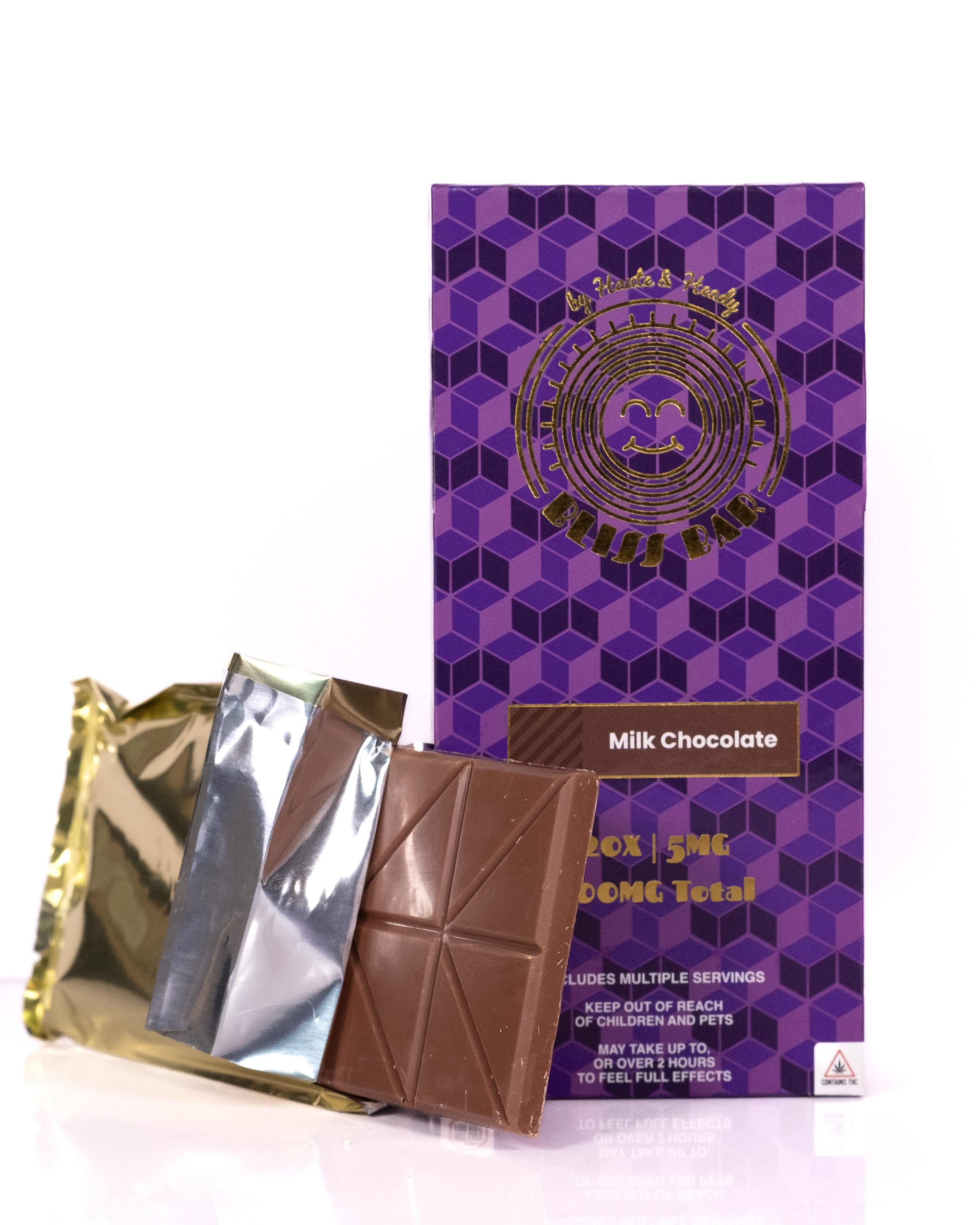 Photograph of Product: Haute & Heady - 100mg Bliss Bars - Milk Chocolate