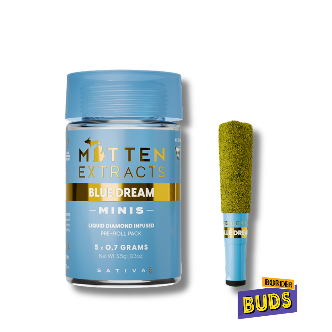 Photograph of product: Blue Dream | Mitten Extracts | .7g x 5 |  Infused Pre-Roll Pack