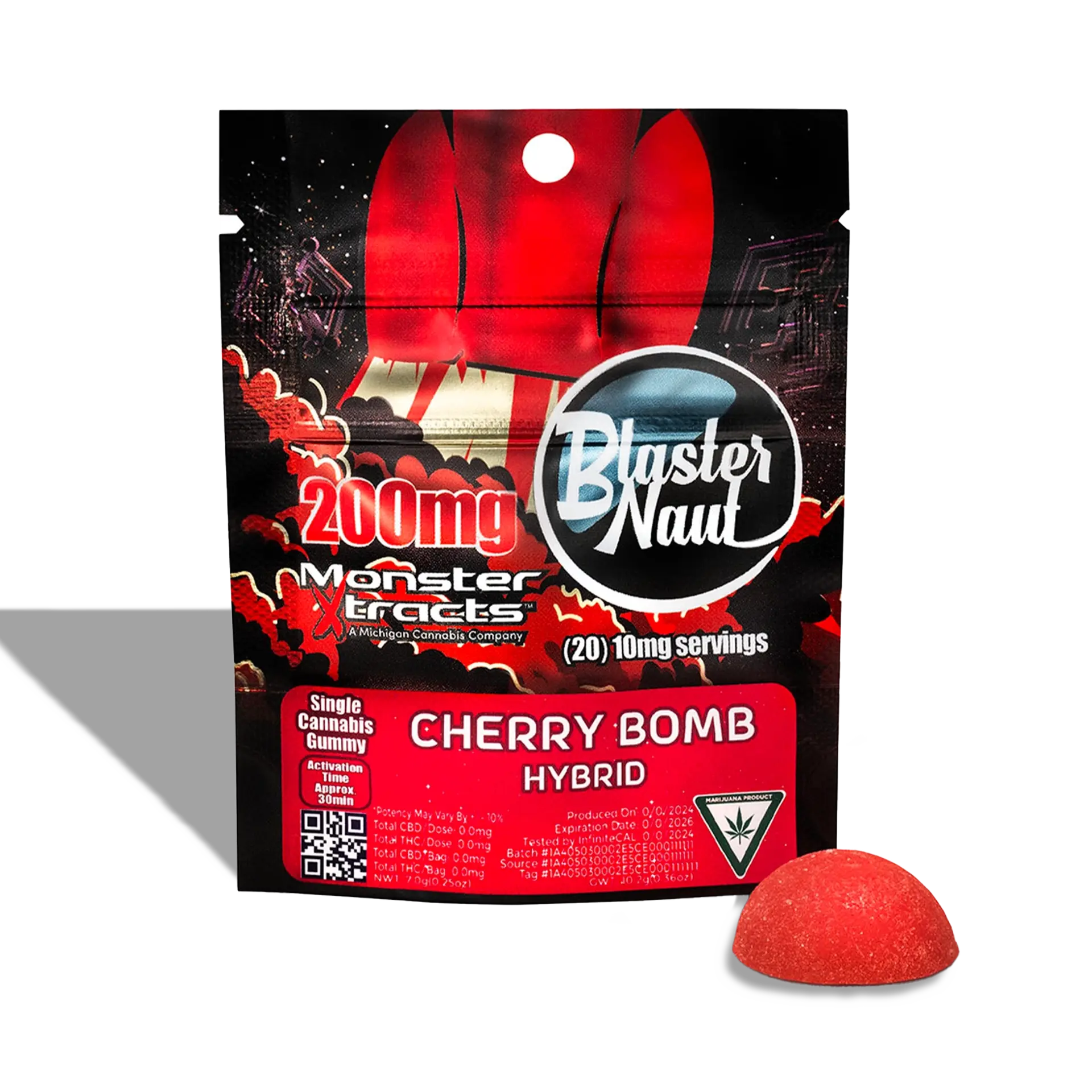 Photograph of product: Monster Xtracts - Cherry Bomb Blasternaut Gummy 200mg | 10/$30