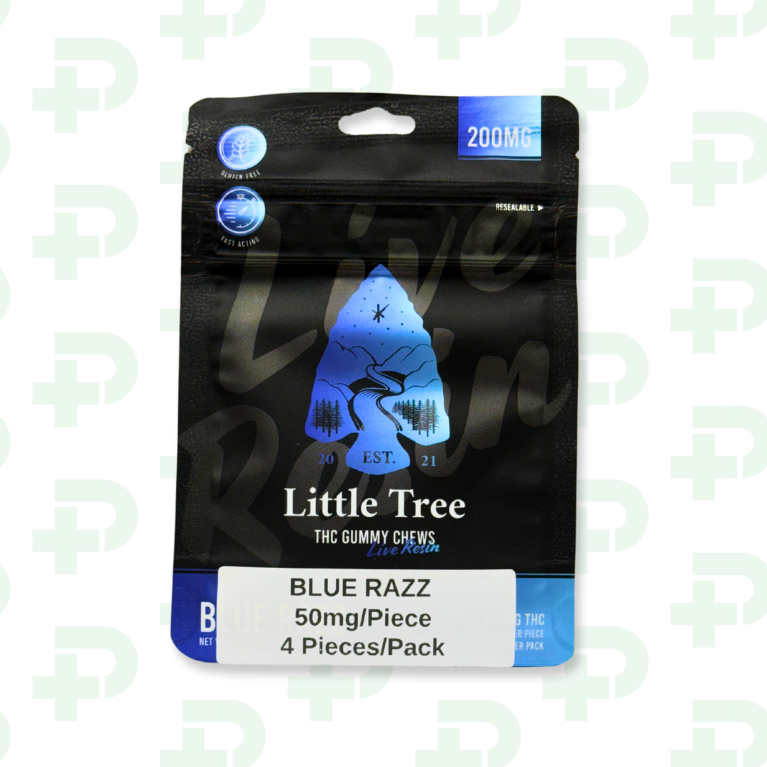 Photograph of product: Little Tree 200mg Live Resin Gummy Chews - Blue Razz