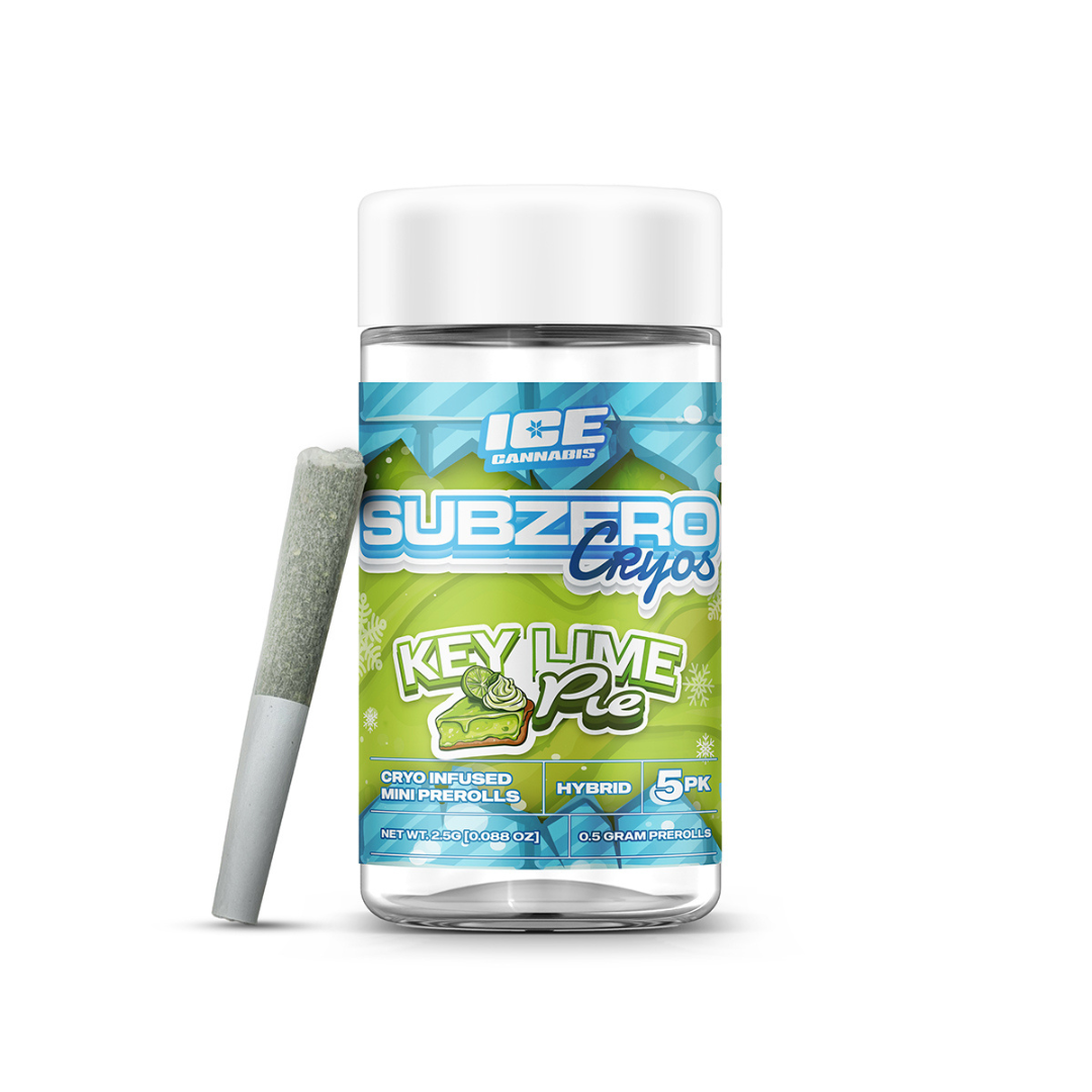 Photograph of product: Ice Oui'd | Key Lime Pie Cryo Infused Pre-Roll Pack | 5x0.5g | 2.5g
