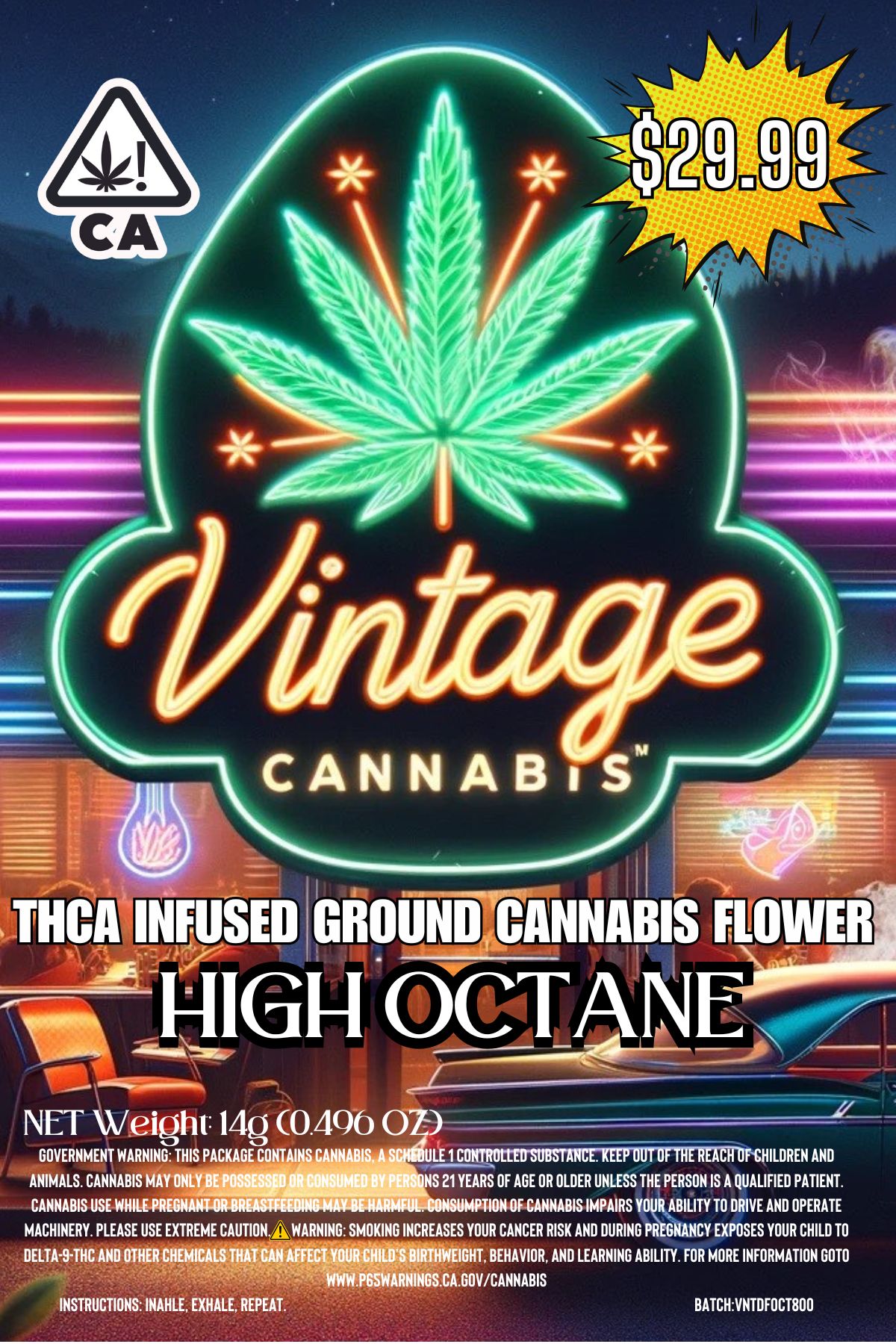 Photograph of product: VINTAGE 14G INFUSED PRE-GROUND FLOWER - HIGH OCTANE