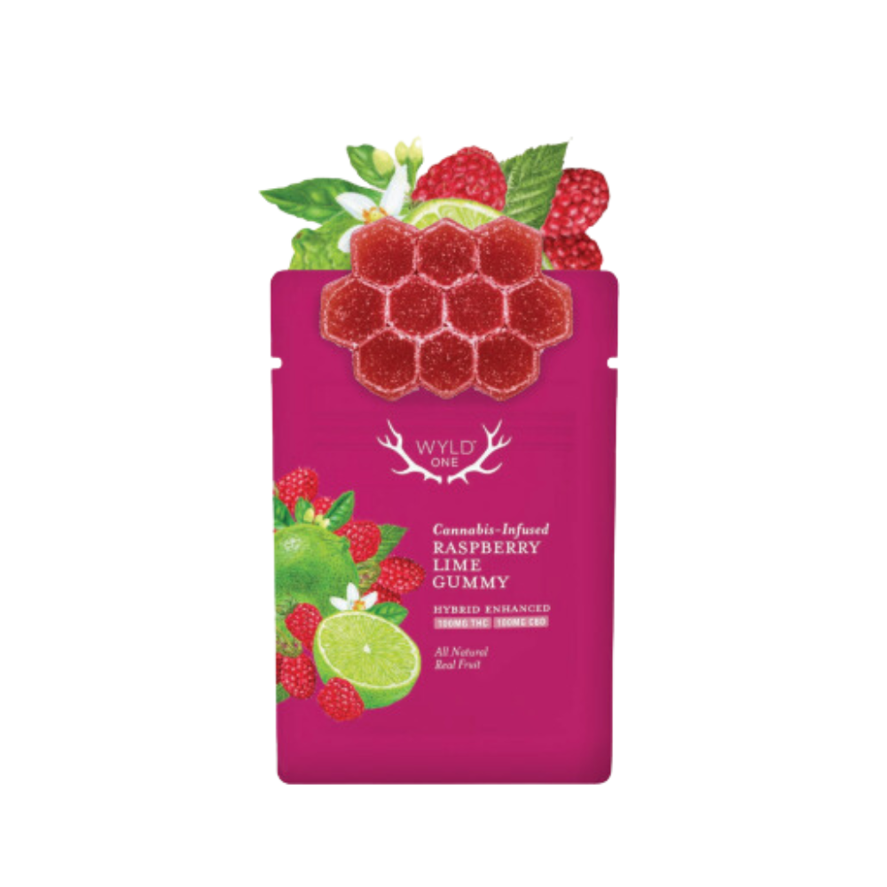 Photograph of product: WYLD One Raspberry Lime 1:1 TH-oui:CBD | 100mg