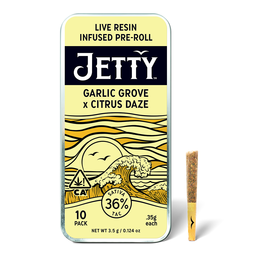 Photograph of product: 10pk - Garlic Grove x Citrus Daze - Live Resin Infused - 3.5g (S) Jetty