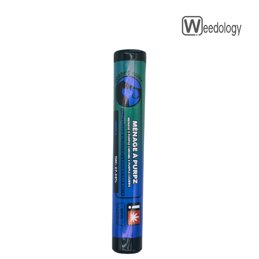 Photograph of product: Derby's 2pk MENAGE A PURPZ 0.5g Pre-Rolls