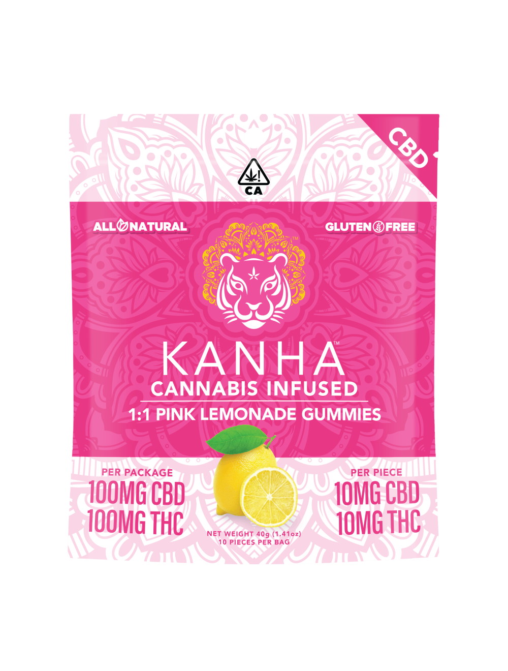 Photograph of product: Kanha  - Pink Lemonade  1:1 CBD - Gummies 10pk