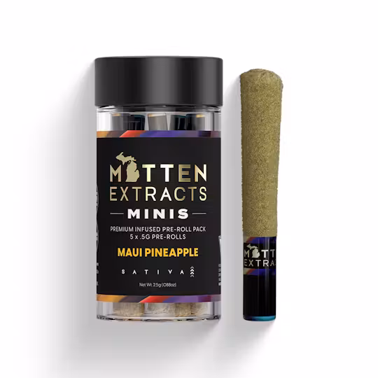 Photograph of product: Mitten Extracts - Infused Pre-Roll (5 Pack) - Maui Pineapple