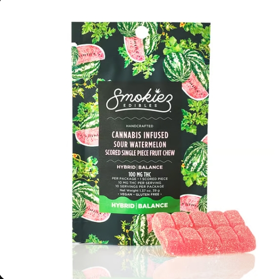 Photograph of product: Smokiez | Gummies | Sour Watermelon - Scored I 100MG