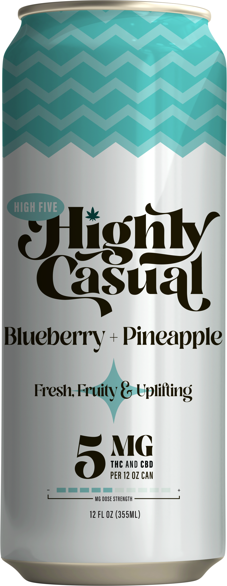 Photograph of product: High Five - Blueberry + Pineapple 1:1 TH-oui:CBD Seltzer 5mg