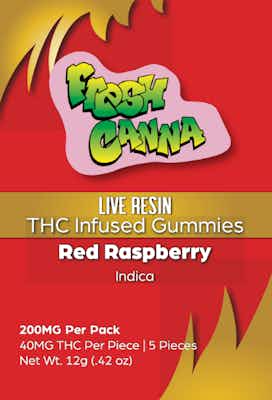 Photograph of product: Fresh Canna | Red Raspberry | 200mg | Live Resin Gummies