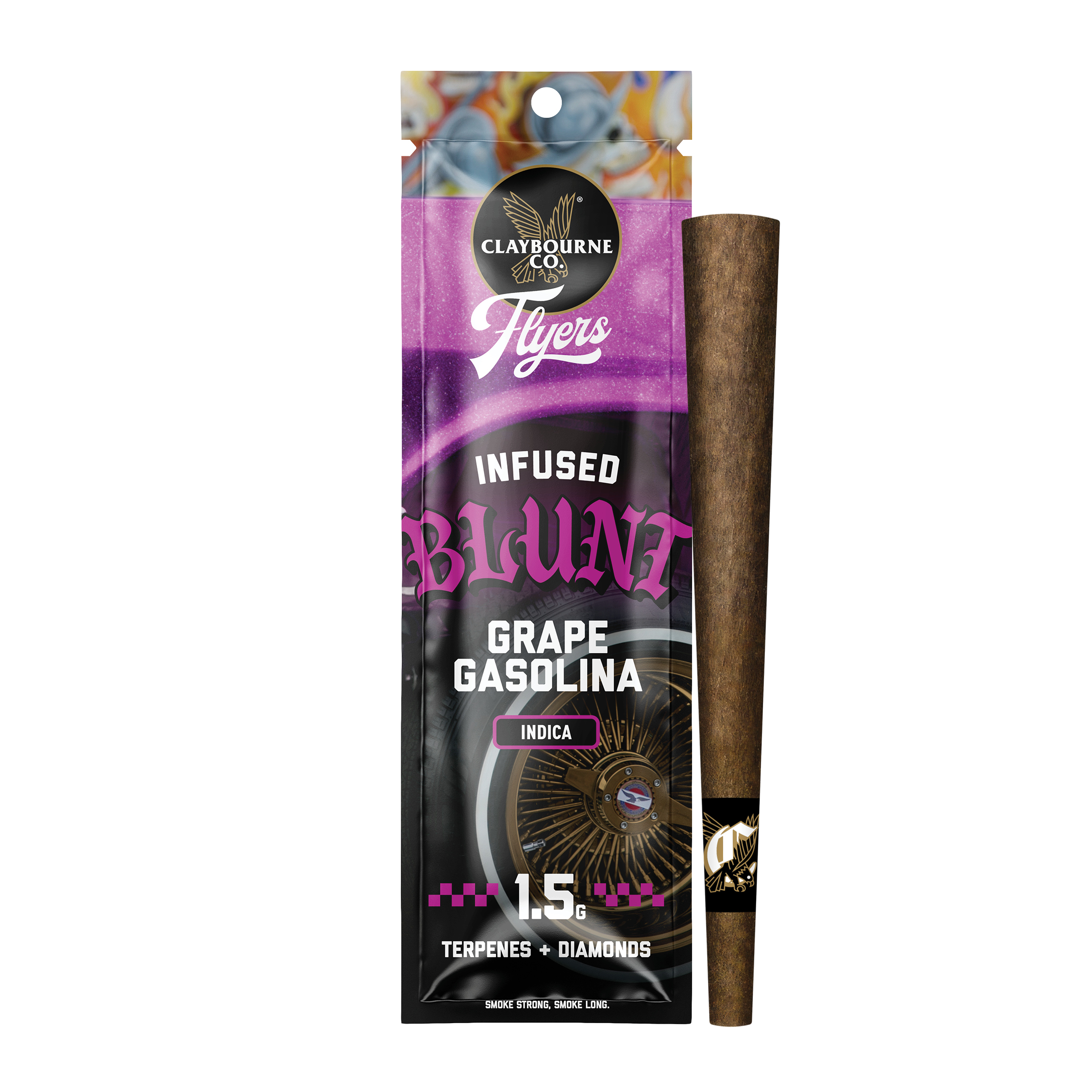 Photograph of product: Claybourne Co. Flyers Grape Gasolina (I) Infused Blunt 1.5g