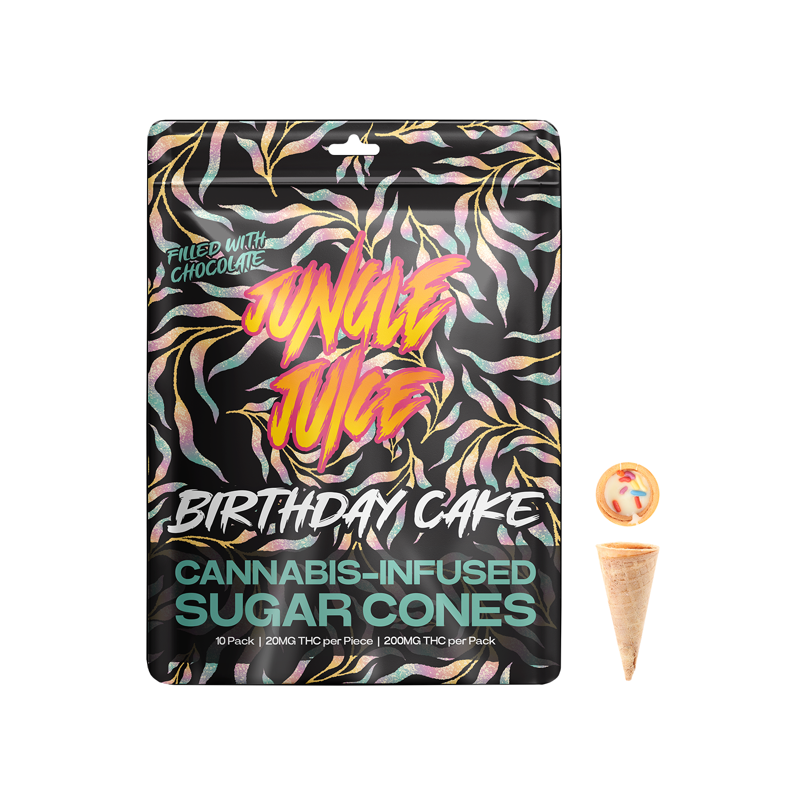 Photograph of product: Jungle Juice - Birthday Cake Sugar Cone Snacks 200mg
