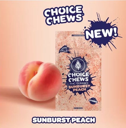 Photograph of product: Choice Chews | 200mg Gummies | Sunburst Peach
