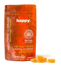 Photograph of product: First Crop Happy 100mgTH-oui/100mgCBD