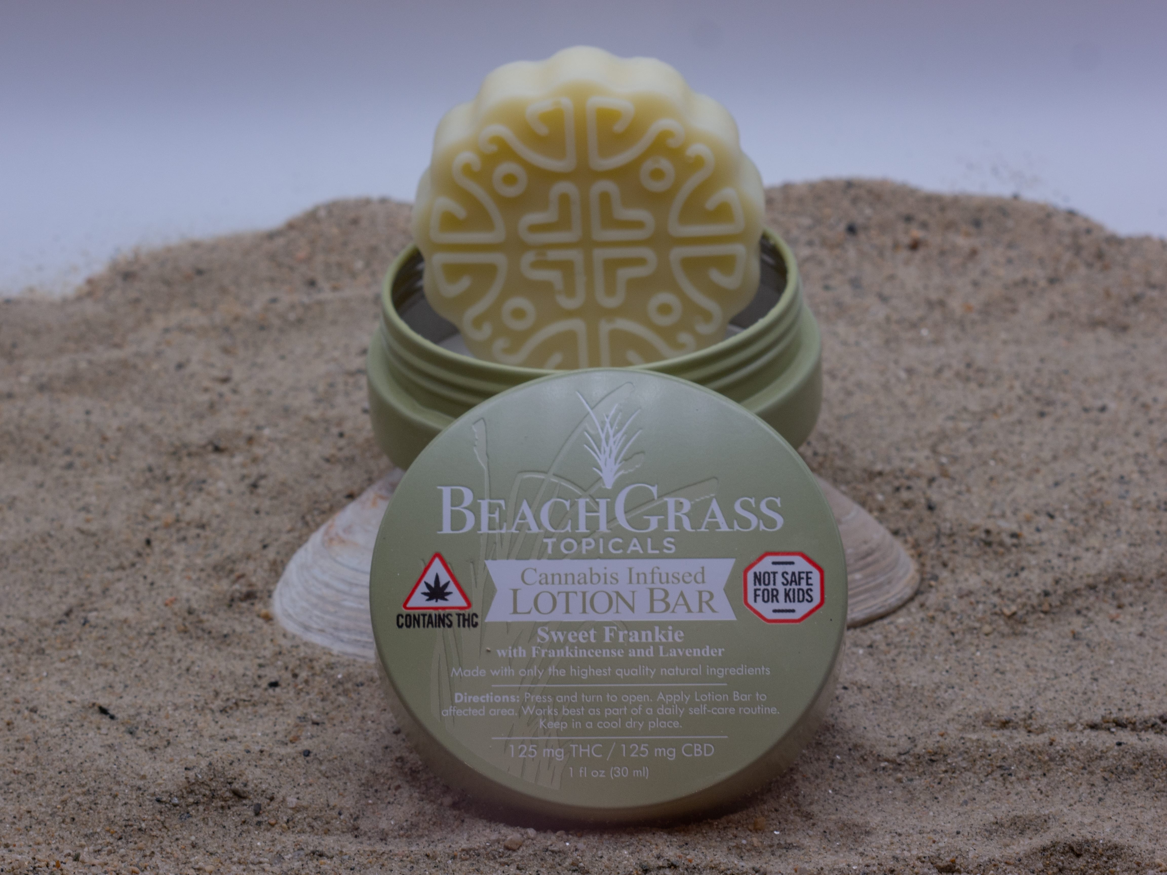 Photograph of product: BeachGrass | Lotion Bar | 125mg TH-oui 125mg CBD