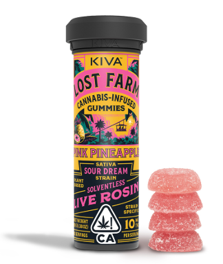 Photograph of product: PINK PINEAPPLE SOUR DREAM 100MG 10 PACK LIVE ROSIN GUMMIES