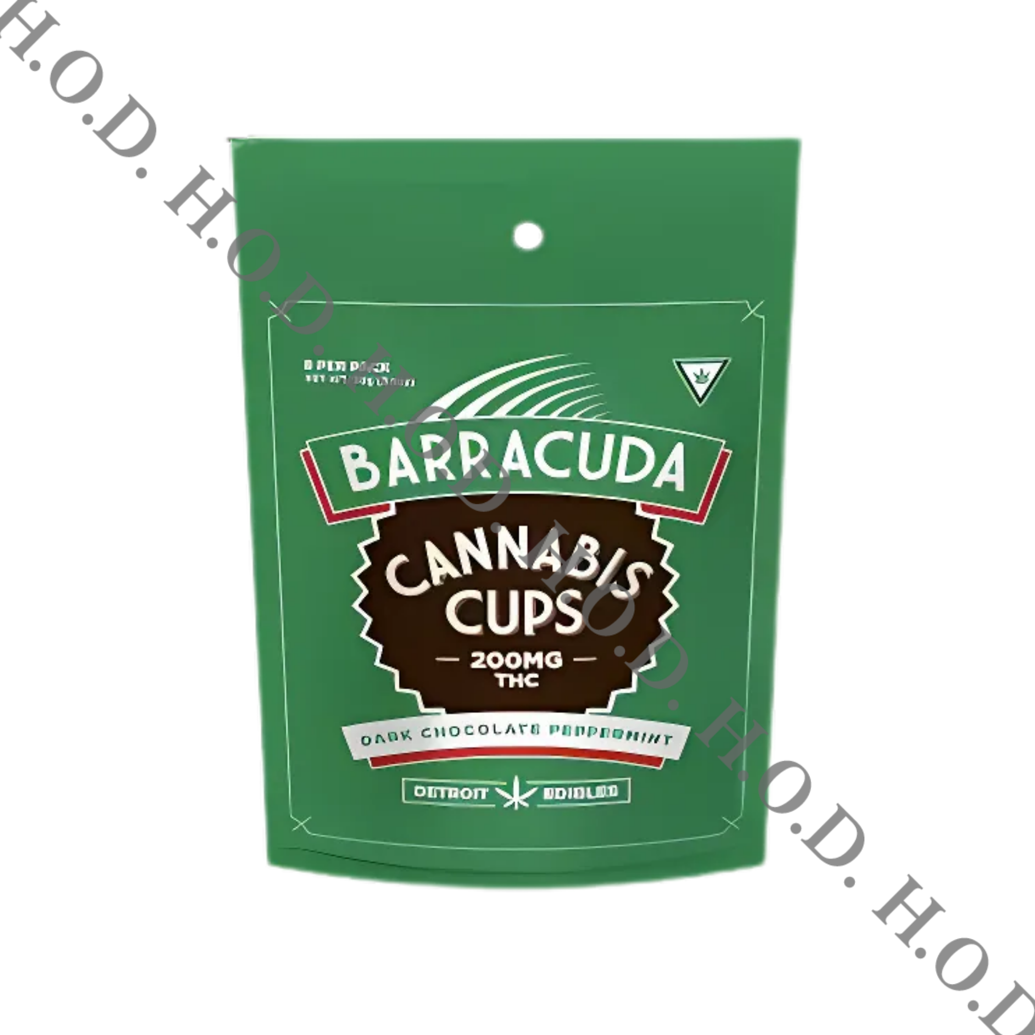 Photograph of product: Detroit Edibles Dark Chocolate Peppermint Barracuda Cups 200mg