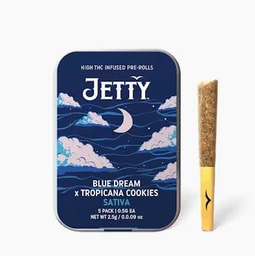 Photograph of product: Jetty | Blue Dream x Tropicana Cookies | 5pk | Infused Pre-rolls