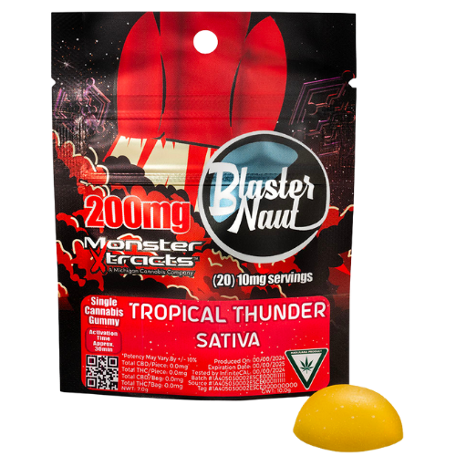 Photograph of product: Monster Xtracts Tropical Thunder Oui'd Blasternaut Single Serve Gummy 200mg TH-oui