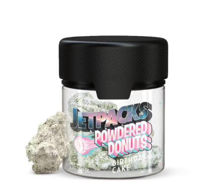Photograph of product: JETPACKS | POWDERED DONUTS | BIRTHDAY CAKE | INFUSED FLOWER - 3.5g