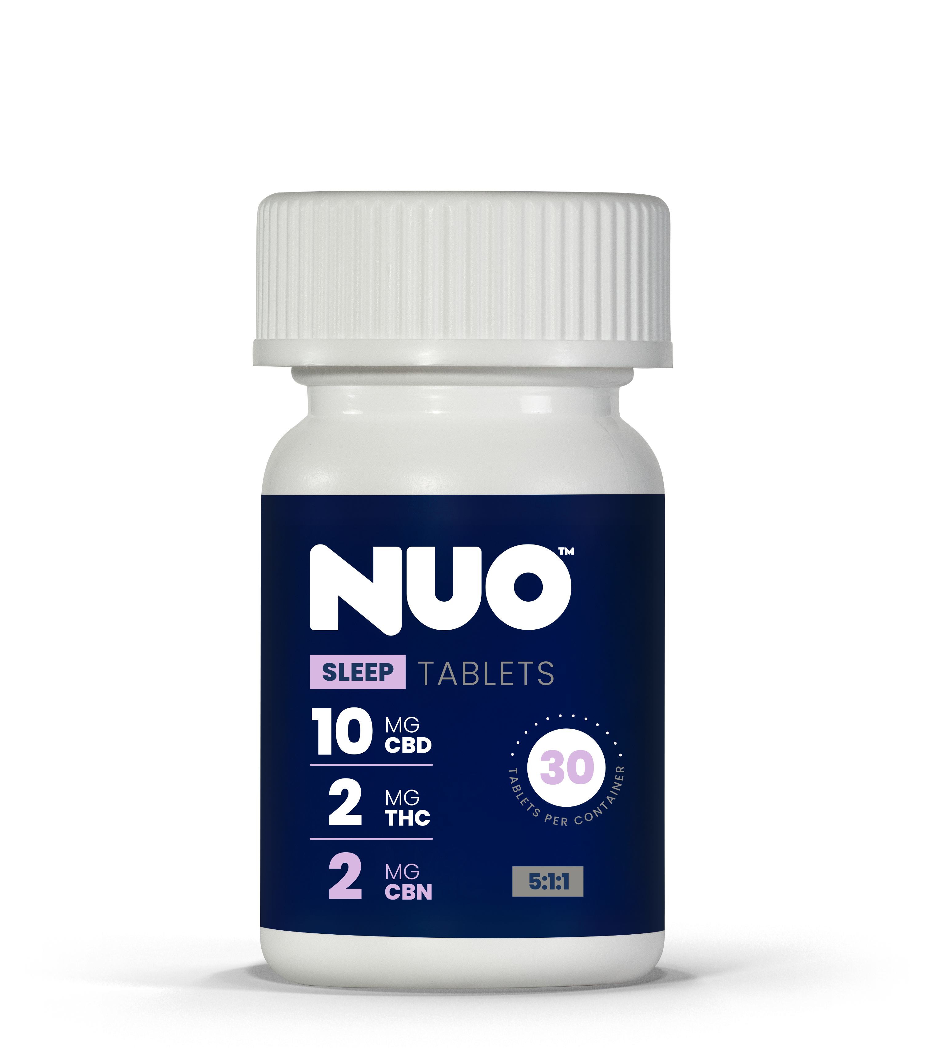 Photograph of product: NUO | Tablet | 5:1:1 (CBD 300 mg : TH-oui 60 mg : CBN 60 mg) | 30 ct