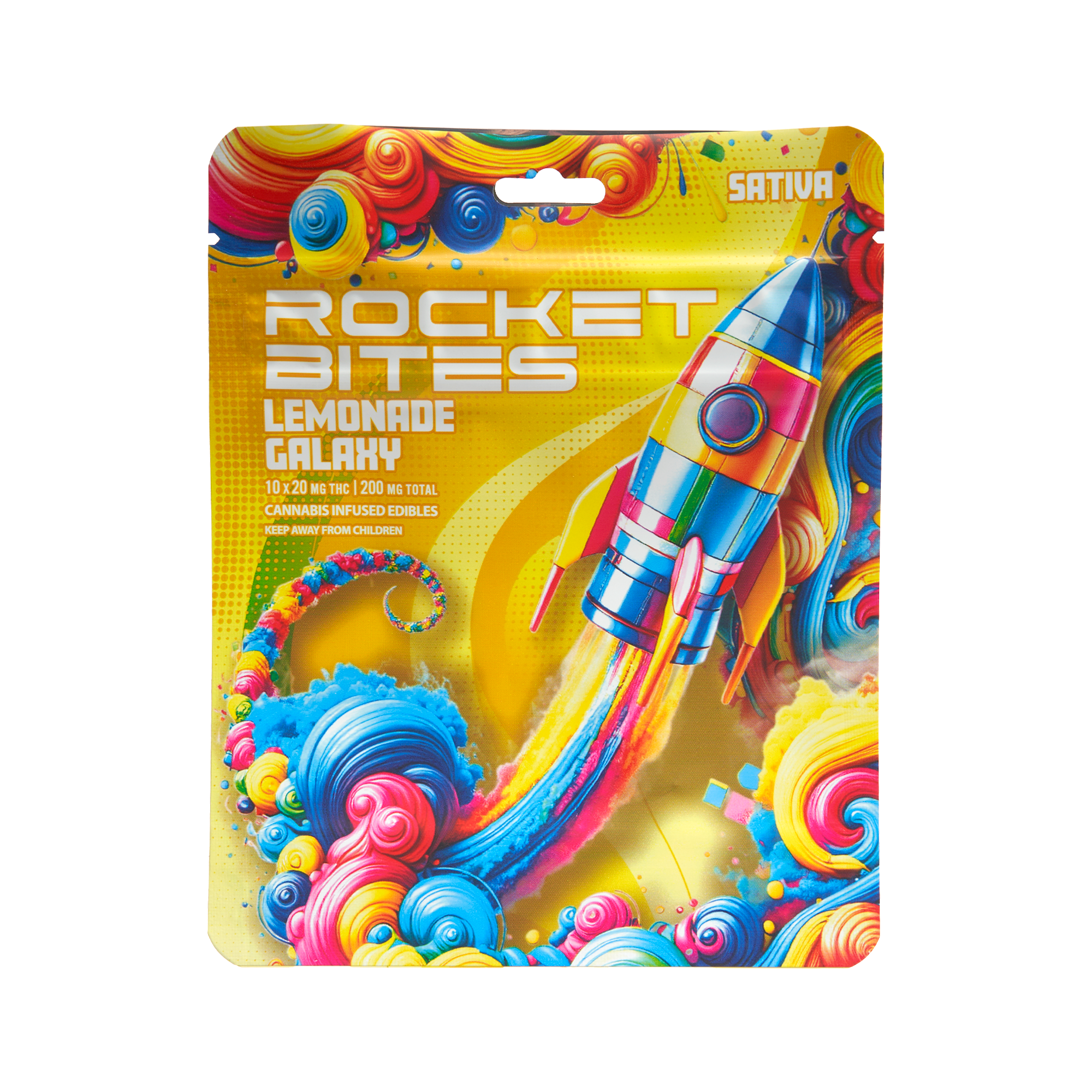 Photograph of product: Rocket Bites Lemonade Galaxy Gummies 200mg