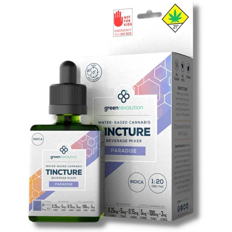Photograph of product: Paradise 2:1:1 CBN Chill Oui'd 400mg Fast-Acting Water-Soluble Infused Tincture Liquid Edible (Green Revolution)
