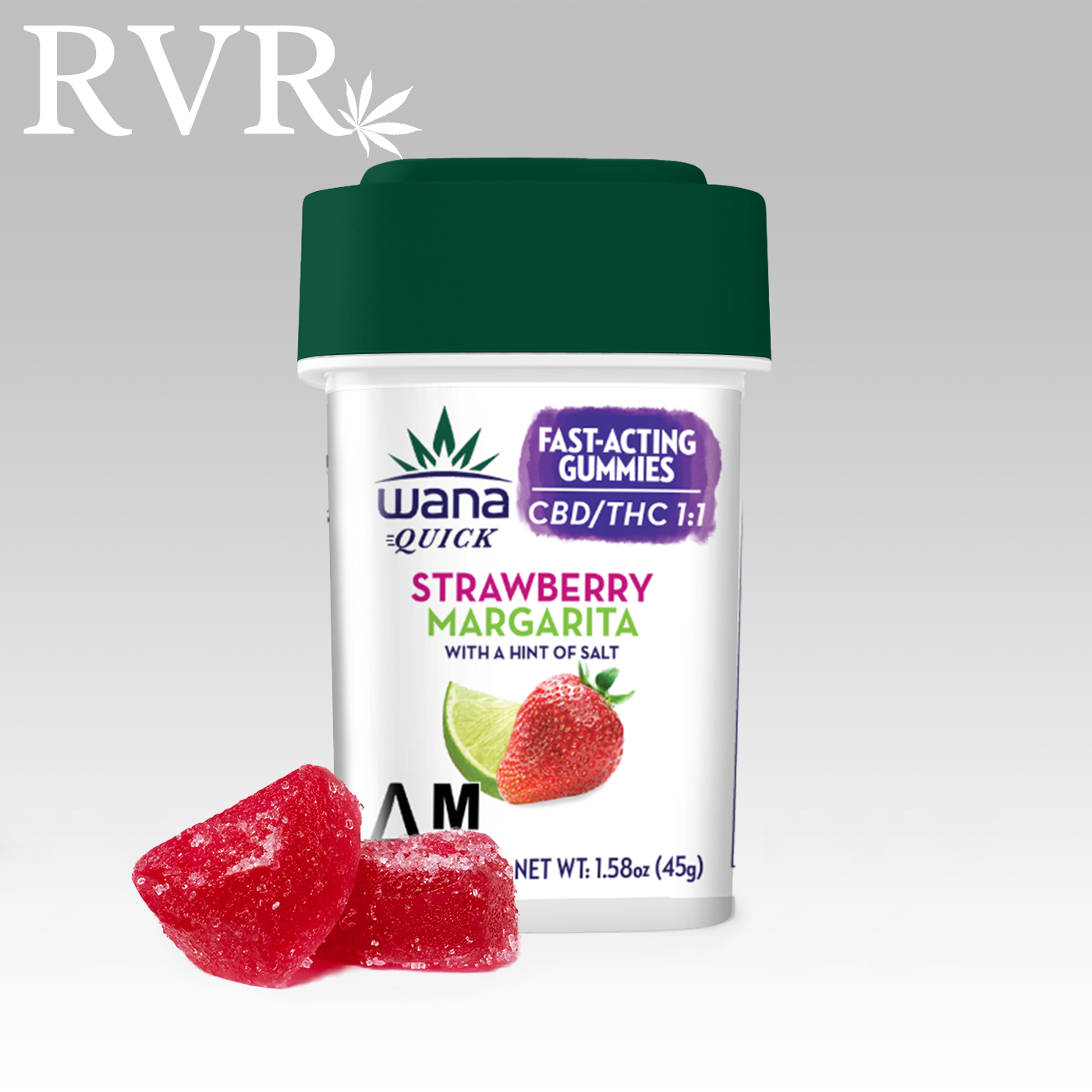 Photograph of product: AR-Wana Quick Gummies Strawberry Margarita Hybrid 1:1 CBD:TH-oui 100mg 10pk