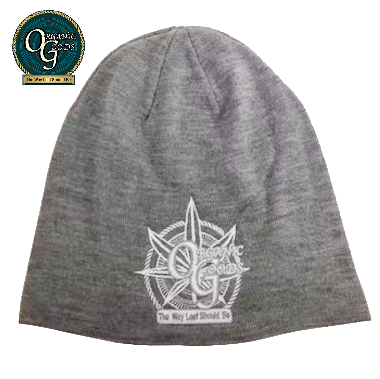 Photograph of product: Organic Goods Heather Floppy Beanie with Leaf