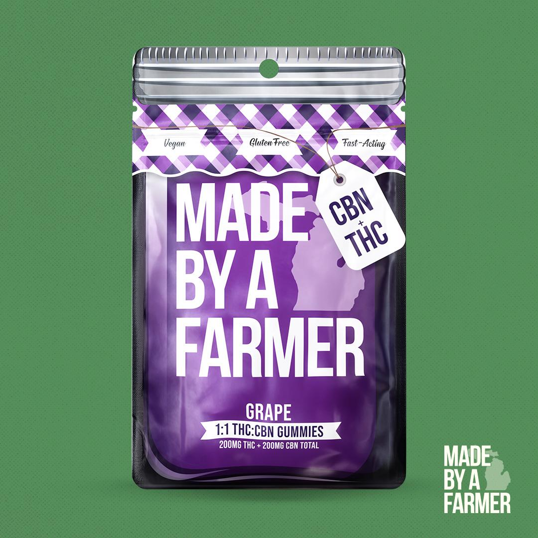 Photograph of product: Made By A Farmer - Full Spec Nano Gummy 1:1 CBN - Grape - 200mg