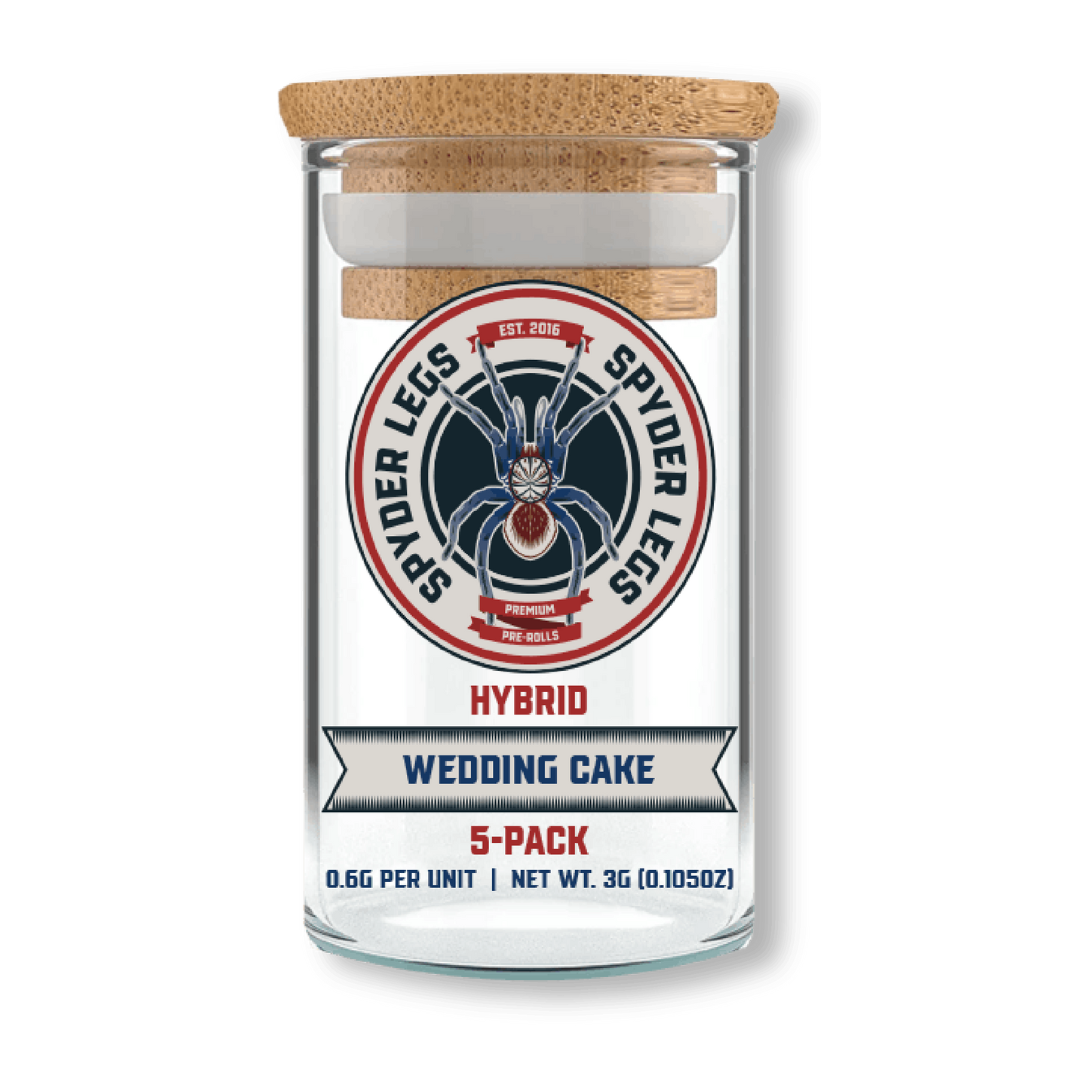 Photograph of product: Spyder Legs - 5pk Rosin Pre-Rolls - Wedding Cake - 3g