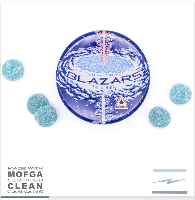 Photograph of product: TSO Sour Blue Razz Gummies 200MG