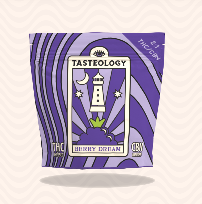 Photograph of product: Tasteology Berry Dream (I) 2:1 TH-oui:CBN Gummies 5mg 20pk