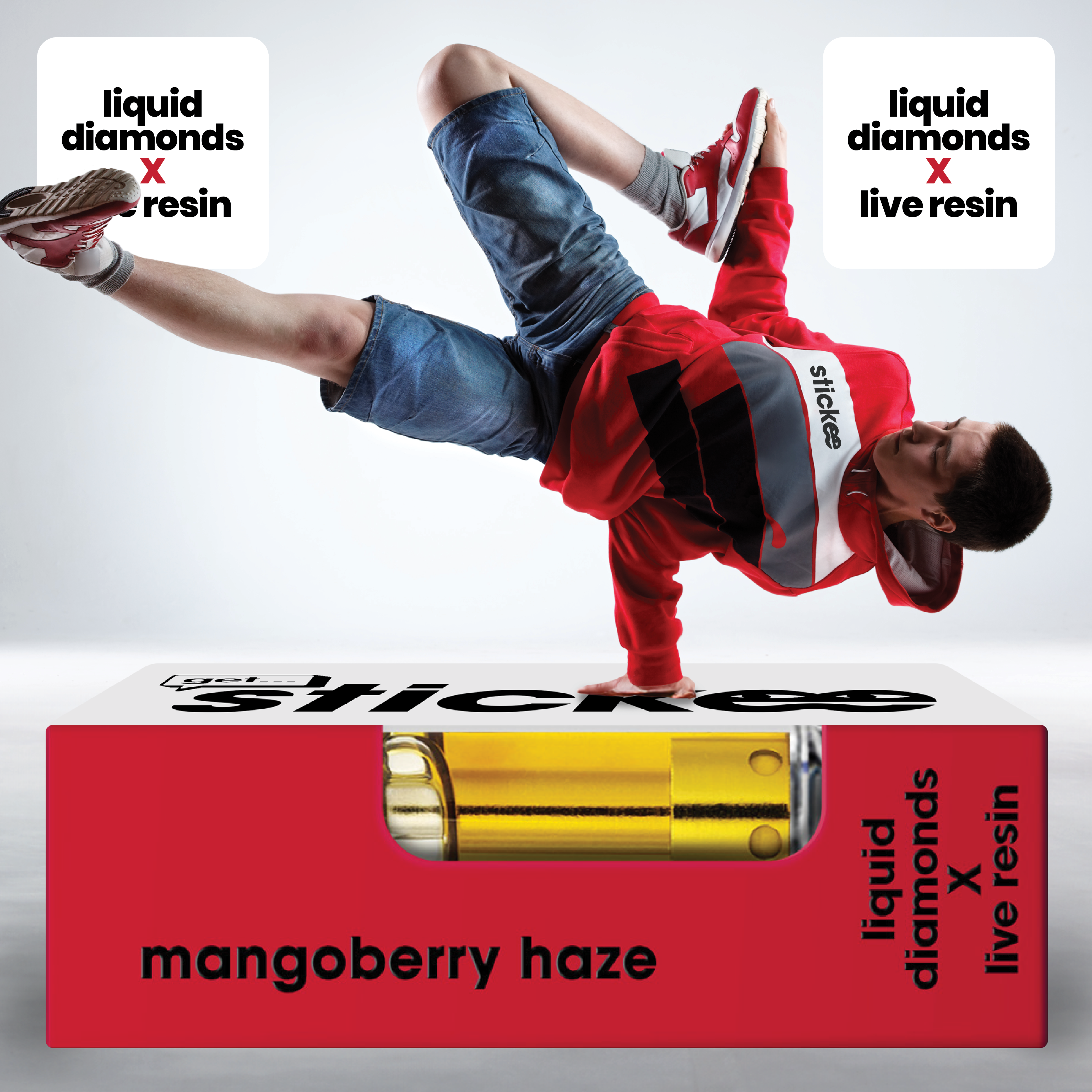 Photograph of product: STICKEE | Mangoberry Haze | 1G | Liquid Diamonds + Live Resin 510 Vape Cart