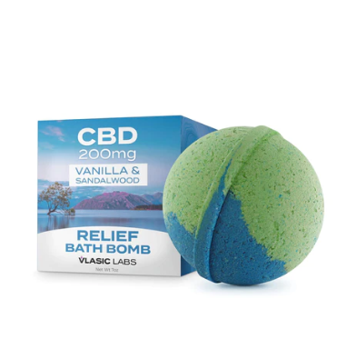 Photograph of product: Vlasic CBD - Vanilla & Sandlewood Bath Bomb - 200mg CBD