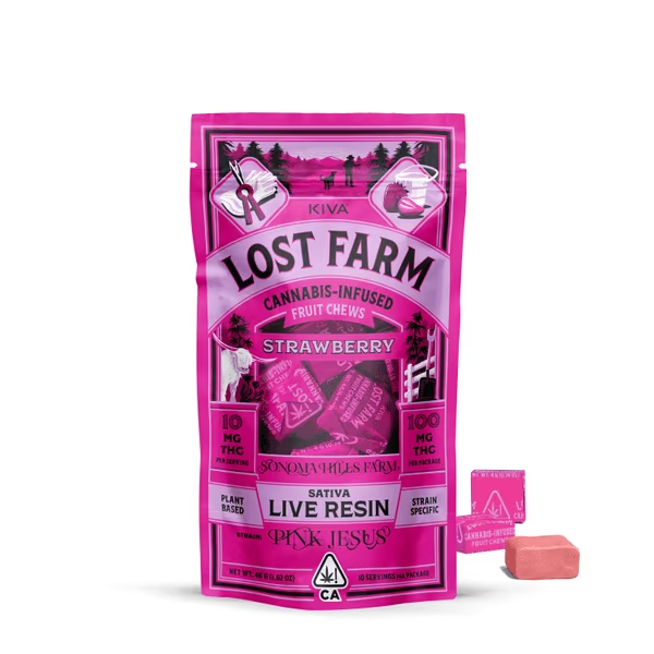 Photograph of product: LOST FARM CHEWS STRAWBERRY - PINK JESUS LIVE RESIN