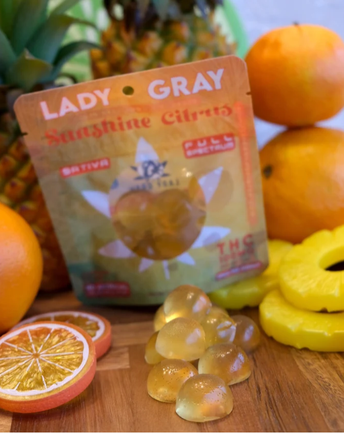 Photograph of product: Sunshine Citrus (100mg) Gummies 10pk By Lady Gray