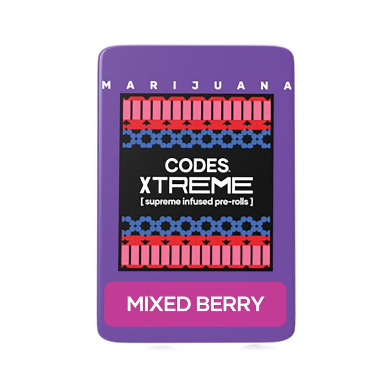 Photograph of Product: Codes: Infused Pre-Roll Pack | Mixed Berry x Brrr Berry | 0.7g | 3pk