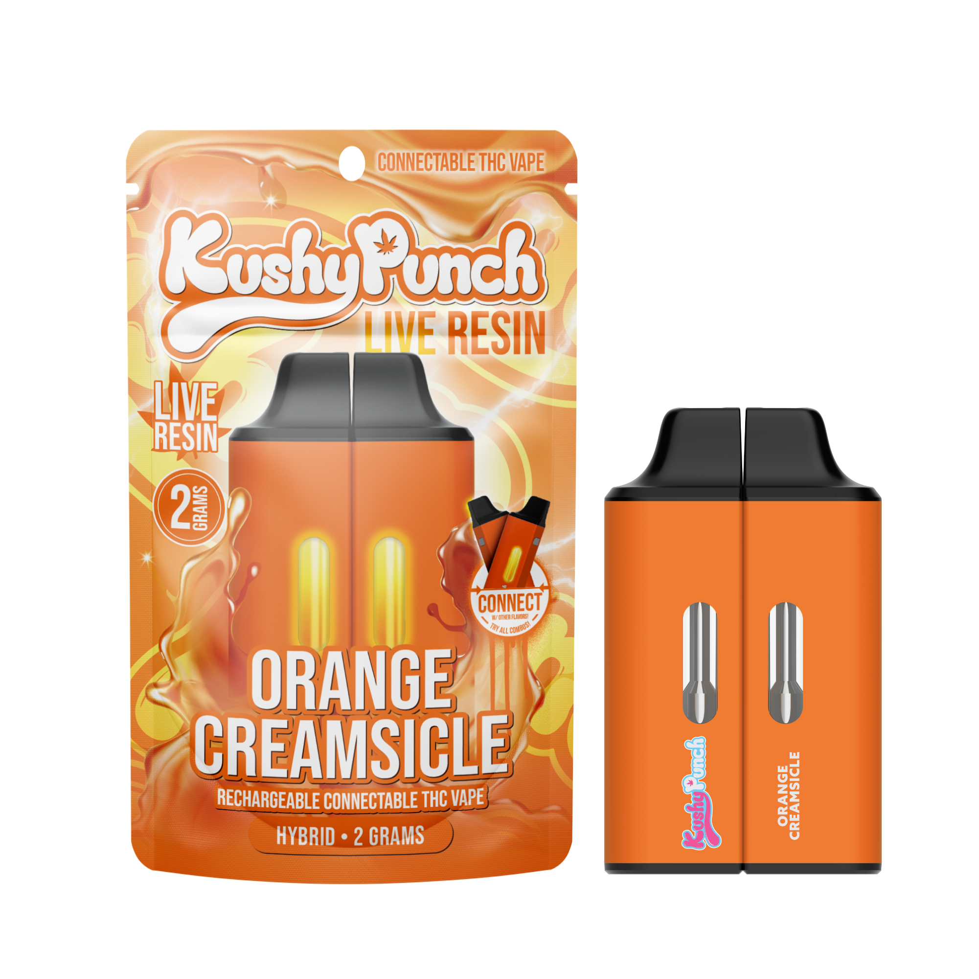Photograph of product: Kushy Punch Live Resin Disposable Click Orange Creamsicle