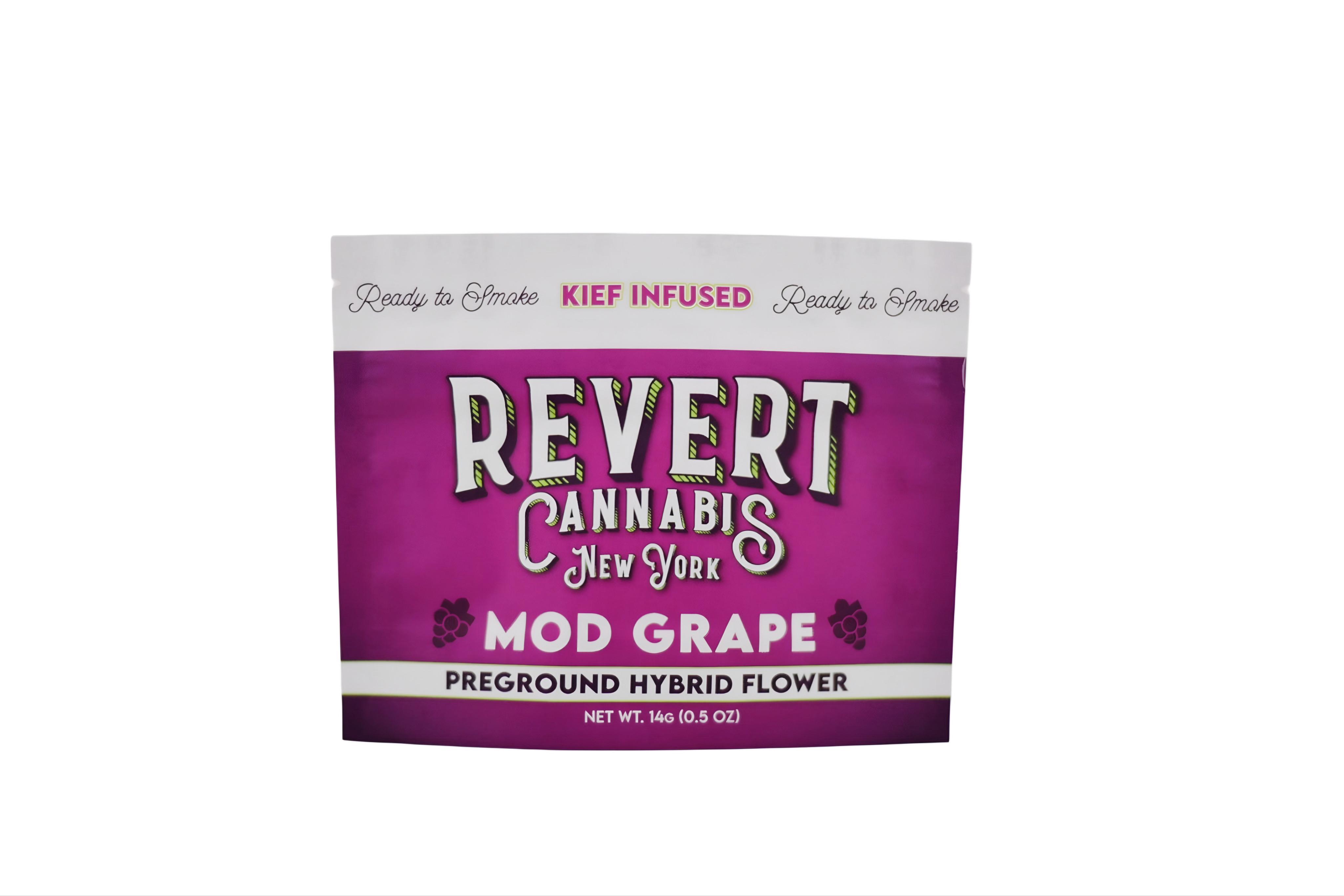Photograph of product: Revert | Mod Grape | Kief Infused Ground Flower | Hybrid - 14g