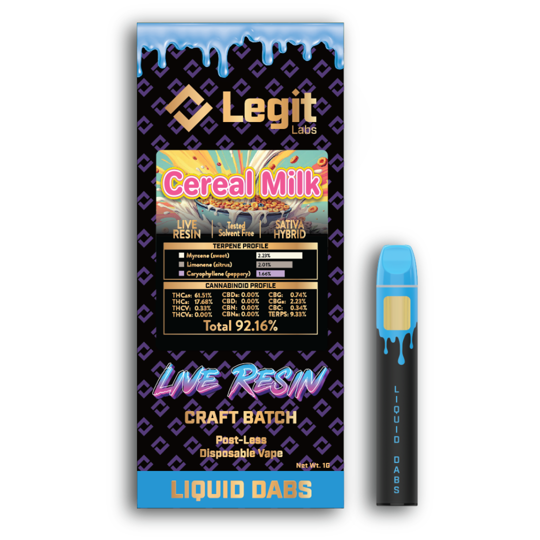 Photograph of product: Legit Labs | Cereal Milk Live Resin Disposable Vape | 1g