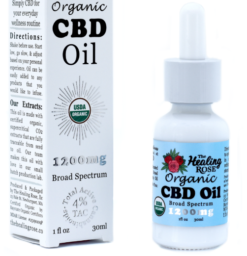 Photograph of product: The Healing Rose Organic Broad Spectrum CBD Oil | 1200mg