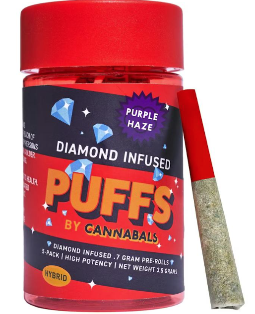 Photograph of product: Puffs - Purple Haze - Diamond Infused - 7 Pack