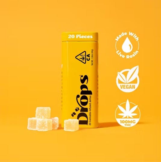 Photograph of product: Drops - Lemon Live Rosin Jellies (Active) - 100mg - 