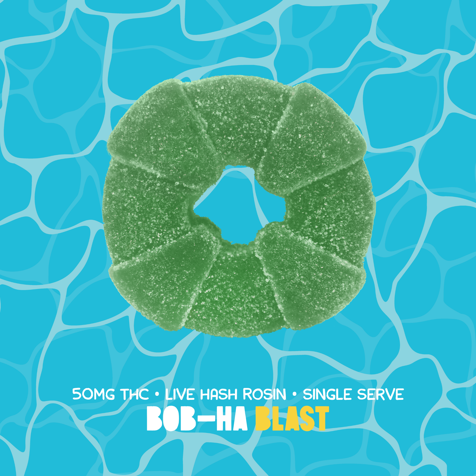 Photograph of product: Buoyant Bob - Bob-Ha Blast - Live Rosin Gummy - 50mg