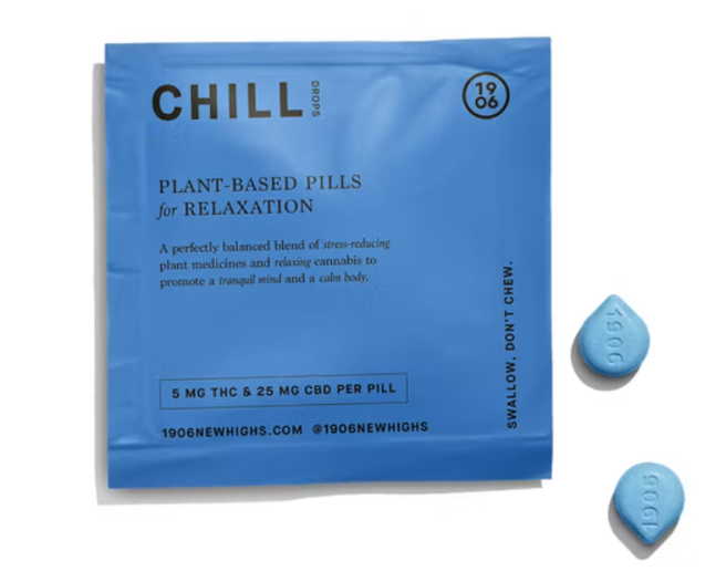 Photograph of product: 1906 CHILL Pills - 1:5 10mg TH-oui: 50mg CBD