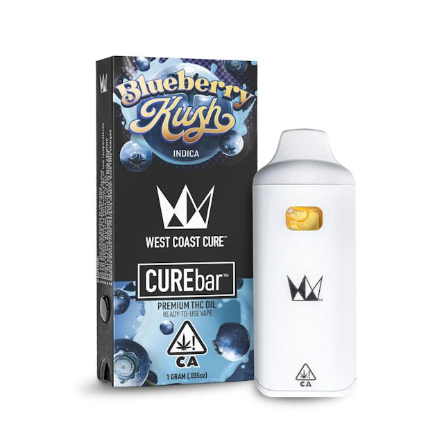 Photograph of product: Blueberry Kush | 1g Disposable CUREbar - 
