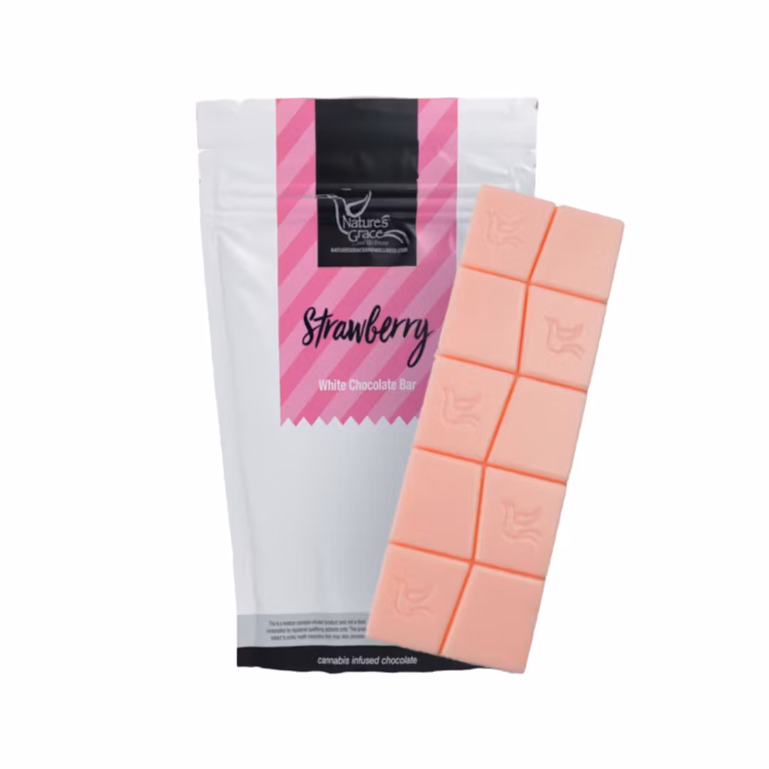 Photograph of product: NGW | Strawberry White Chocolate Bar | Edibles | 100mg