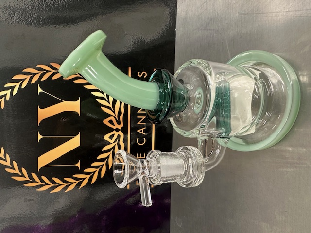 Photograph of product: 6.5 inch Hose Curved Perc Waterpipe | Milky Green